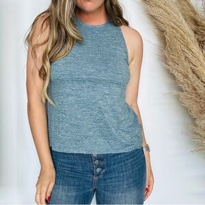 Yogalicious Active Top with Back Opening, Heather Tucson Teal, New with Tag